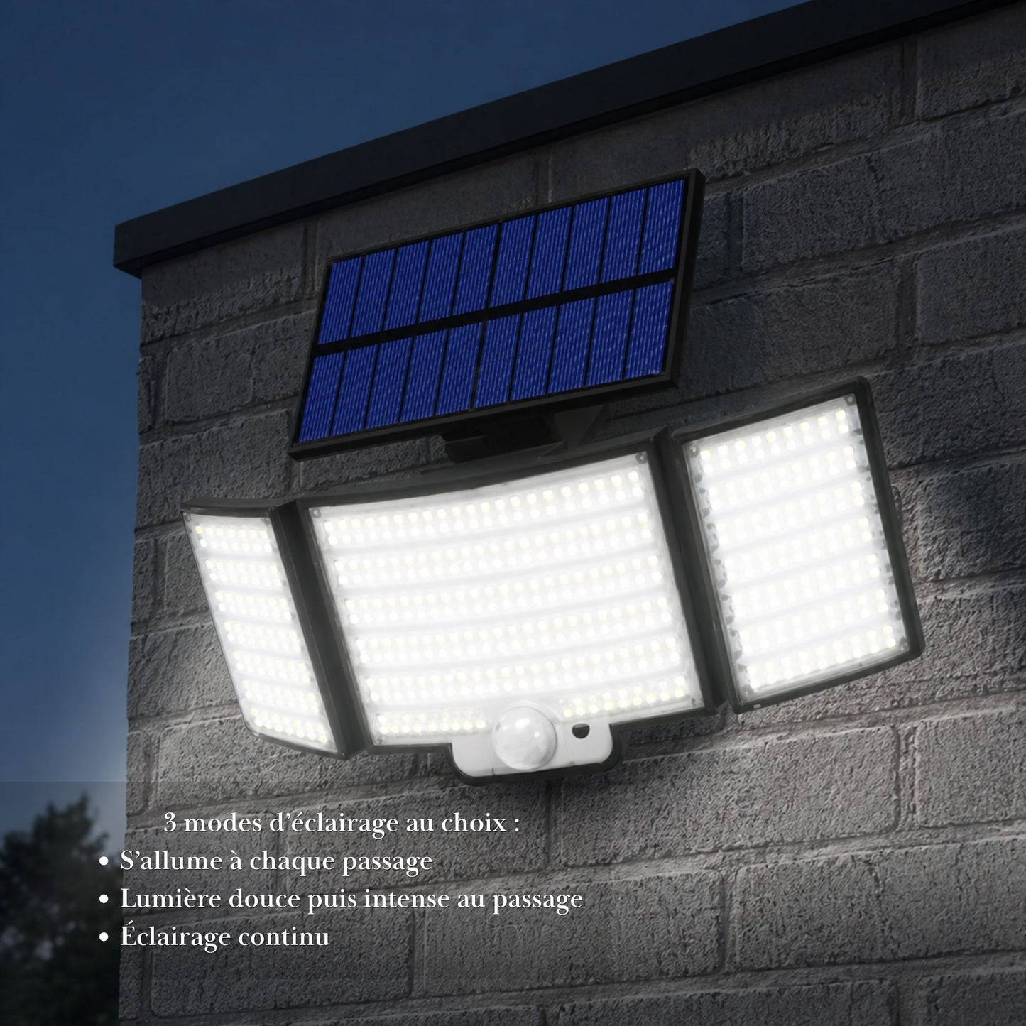 Projecteur solaire - triple panneau orientable -série sécurité