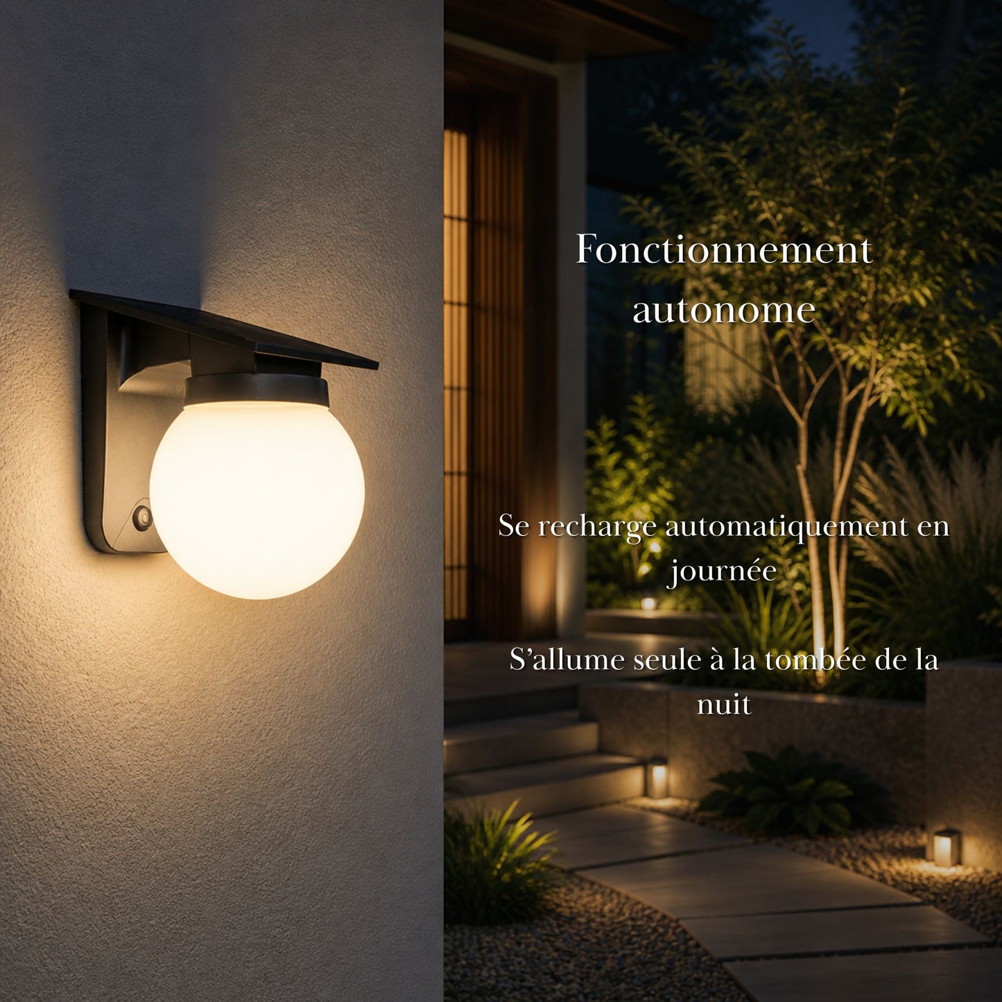 Applique murale solaire - globe lumineux - série moderne