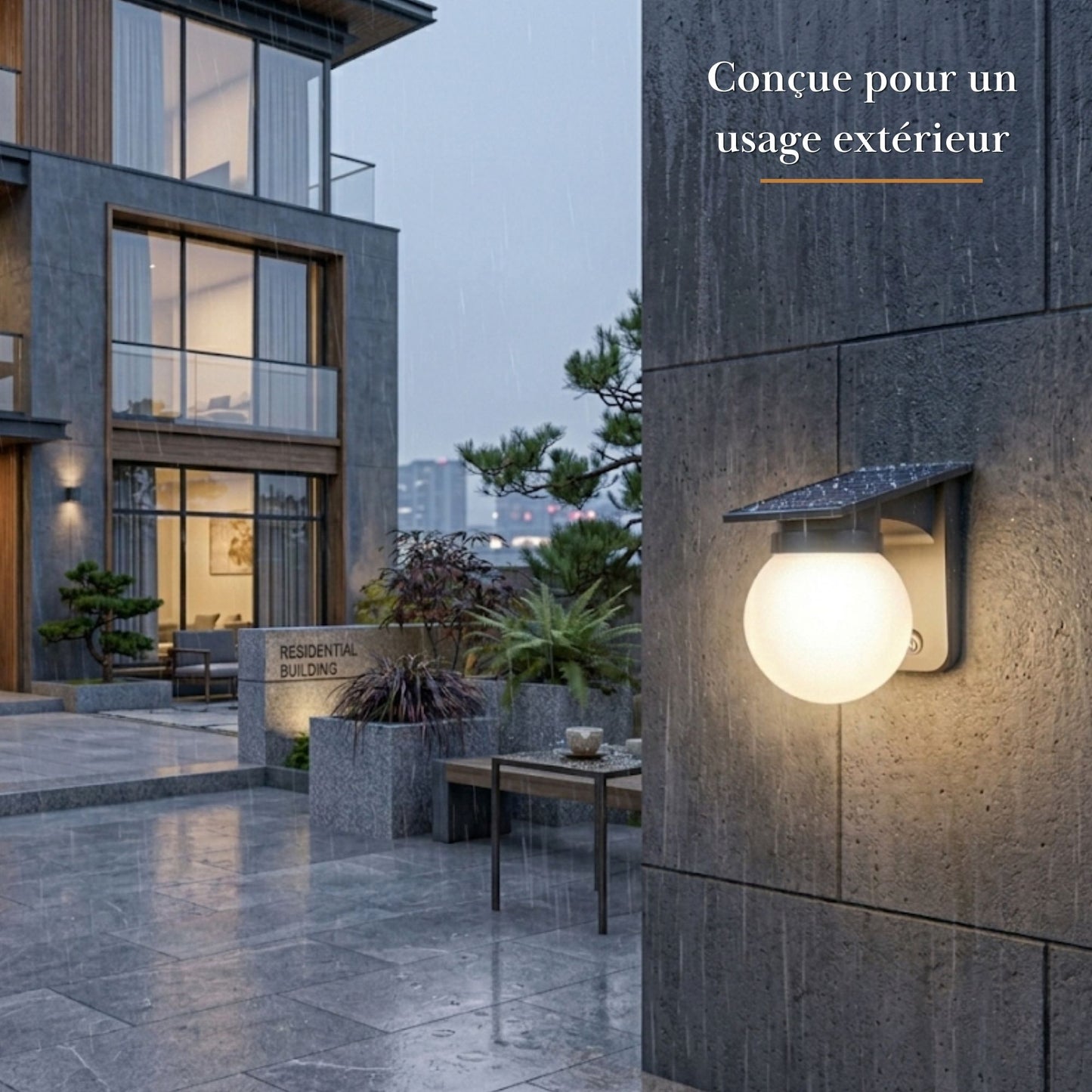 Applique murale solaire - globe lumineux - série moderne