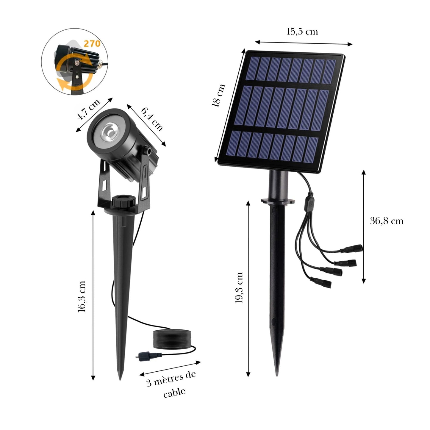 Projecteur solaire à spots multiples - éclairage d'extérieur - série sécurité