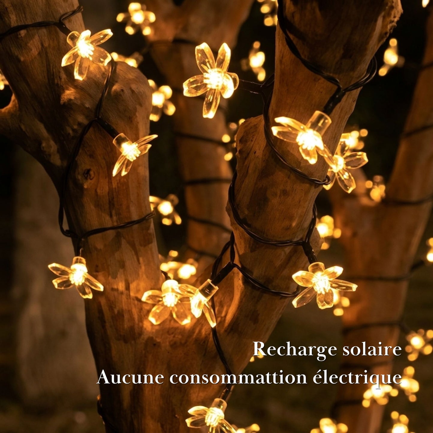 Guirlande solaire décorative fleurs - décoration jardin et terrasse - série ambiance