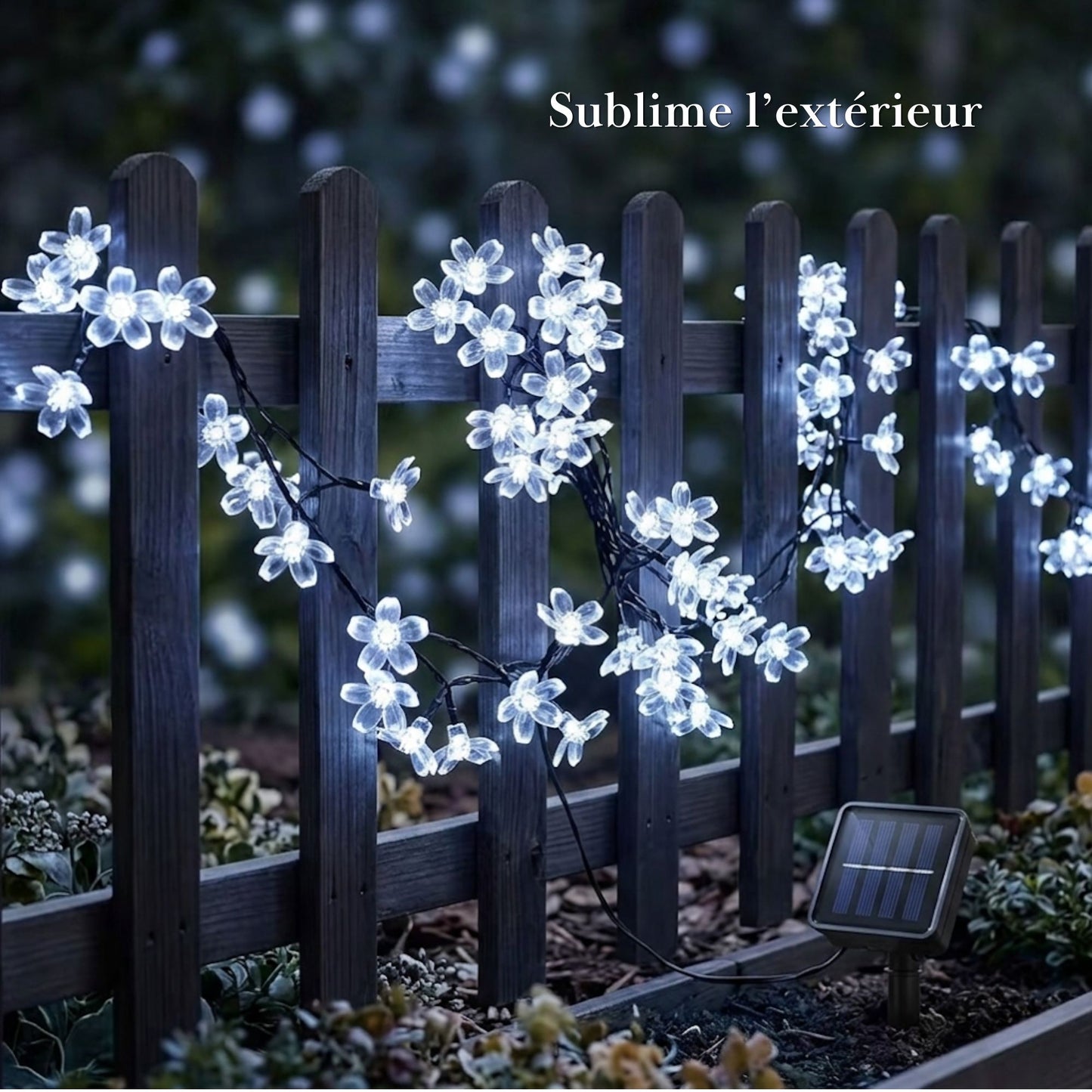Guirlande solaire décorative fleurs - décoration jardin et terrasse - série ambiance