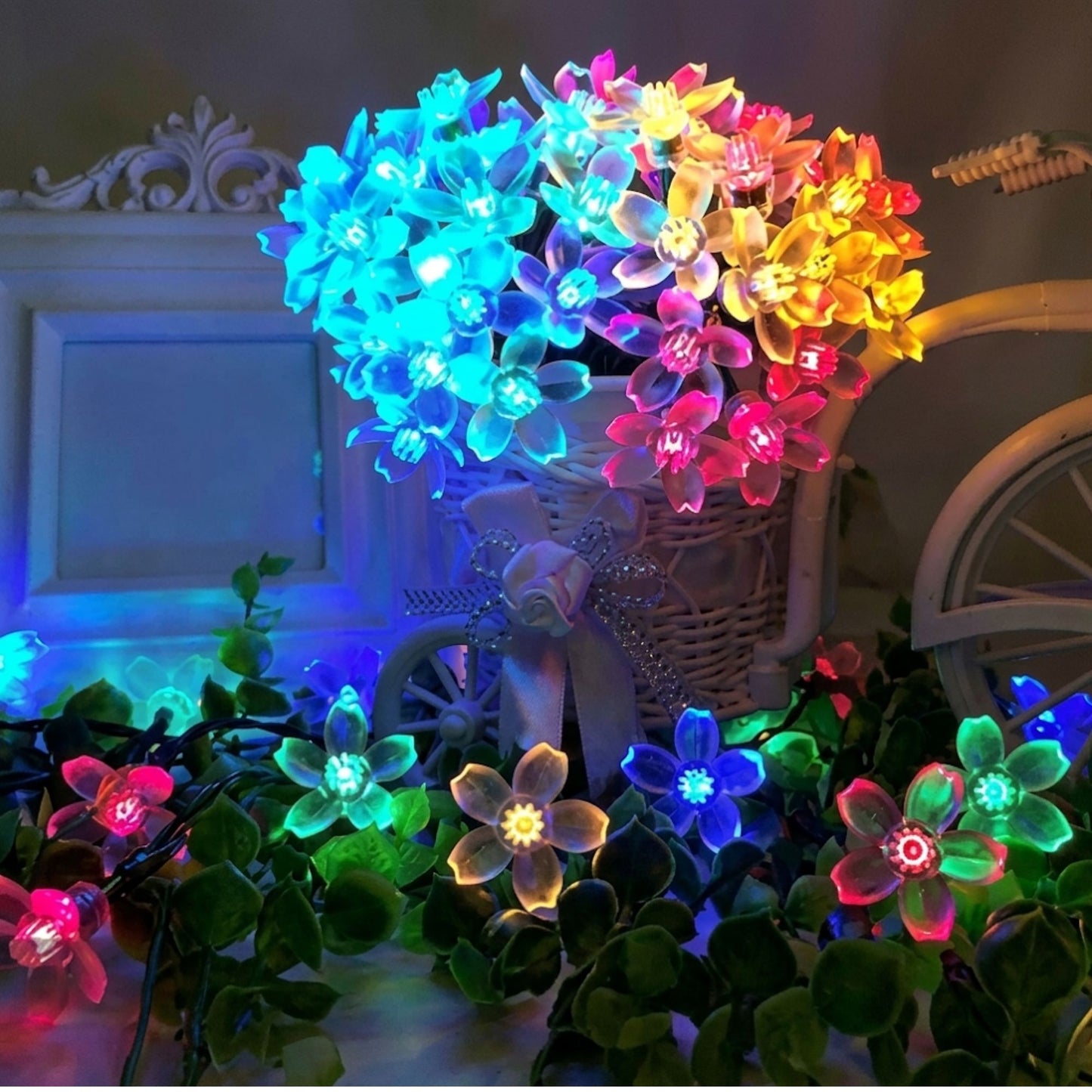 Guirlande solaire décorative fleurs - décoration jardin et terrasse - série ambiance
