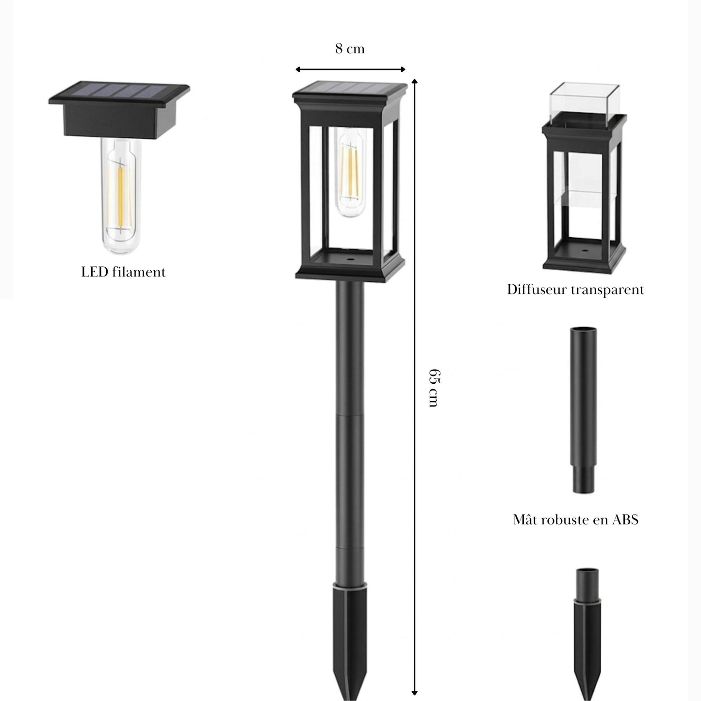 Borne solaire - design lanterne - série Classique