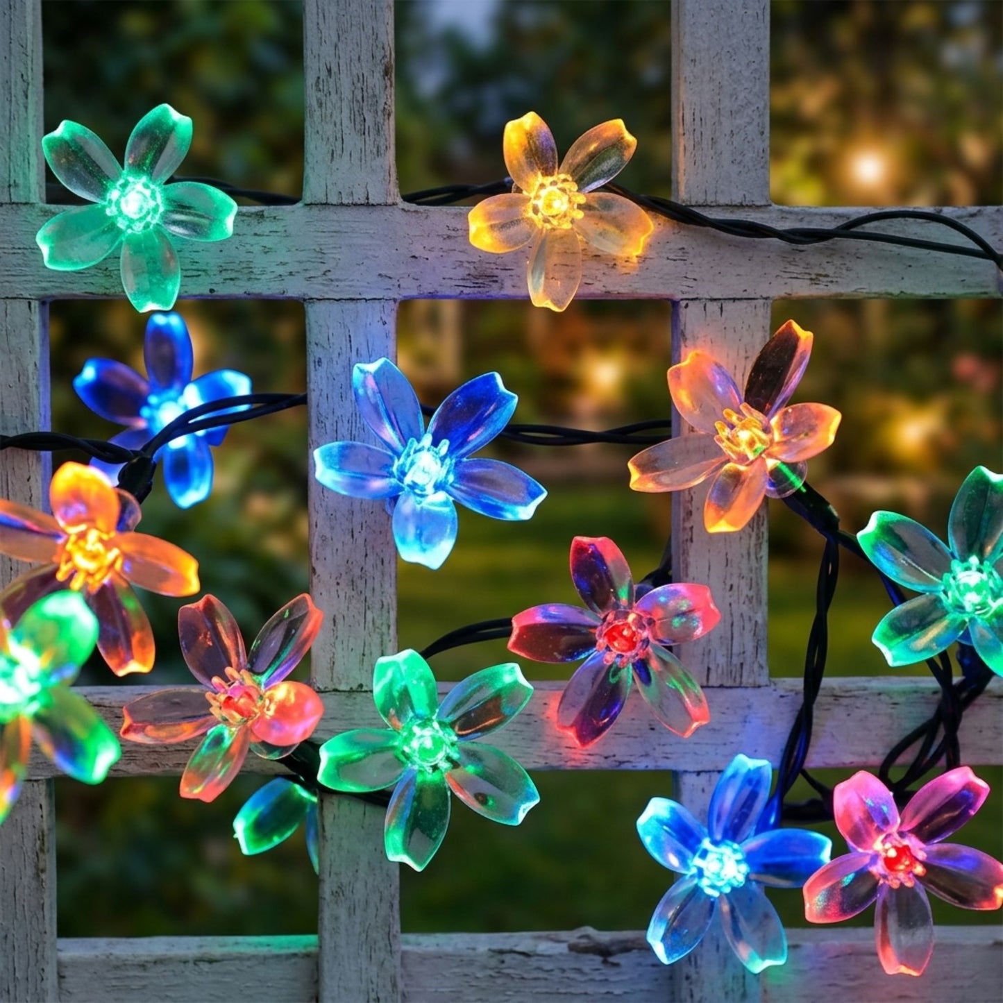 Guirlande solaire décorative fleurs - décoration jardin et terrasse - série ambiance