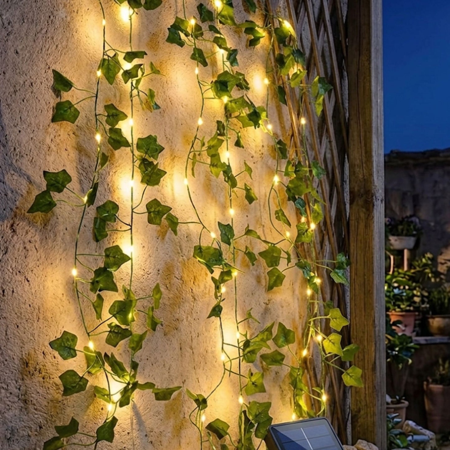Guirlande solaire feuillage - décoration murale extérieure - série ambiance