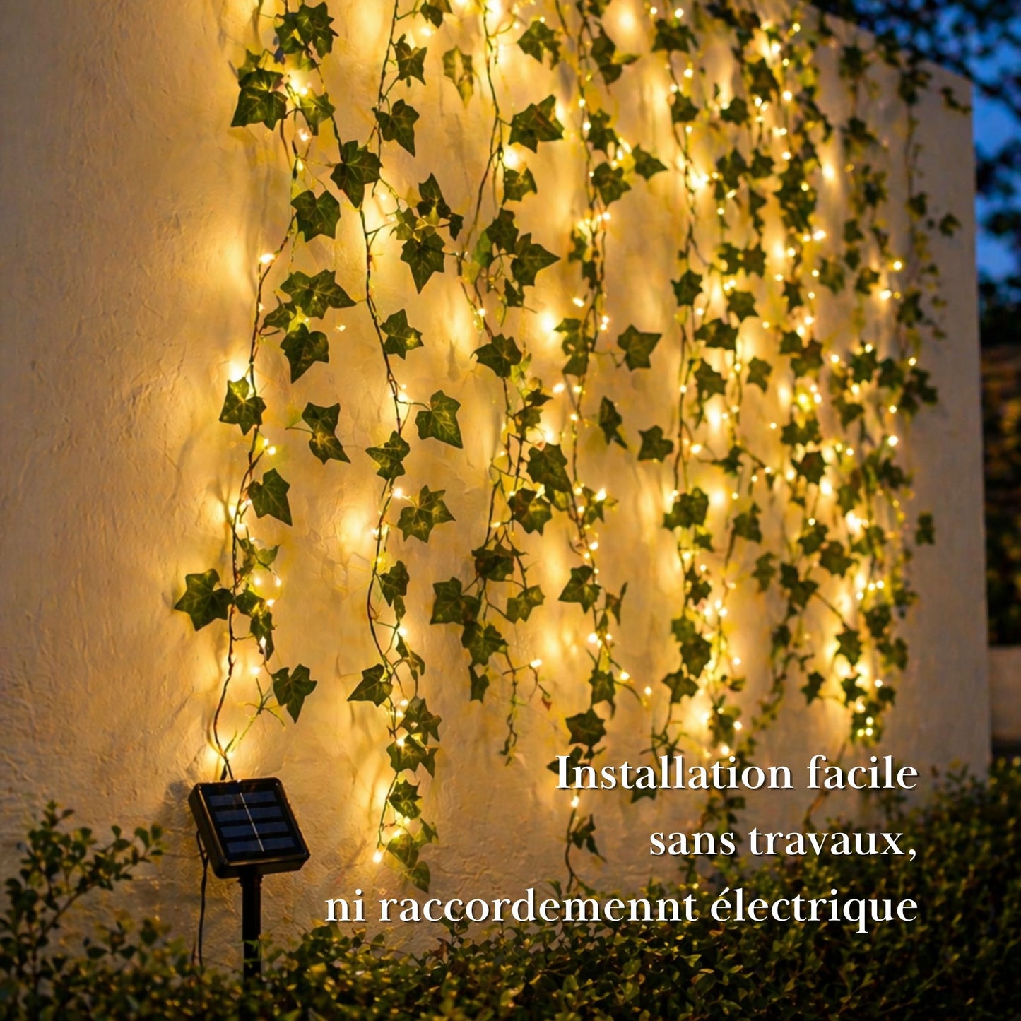 Guirlande solaire feuillage - décoration murale extérieure - série ambiance