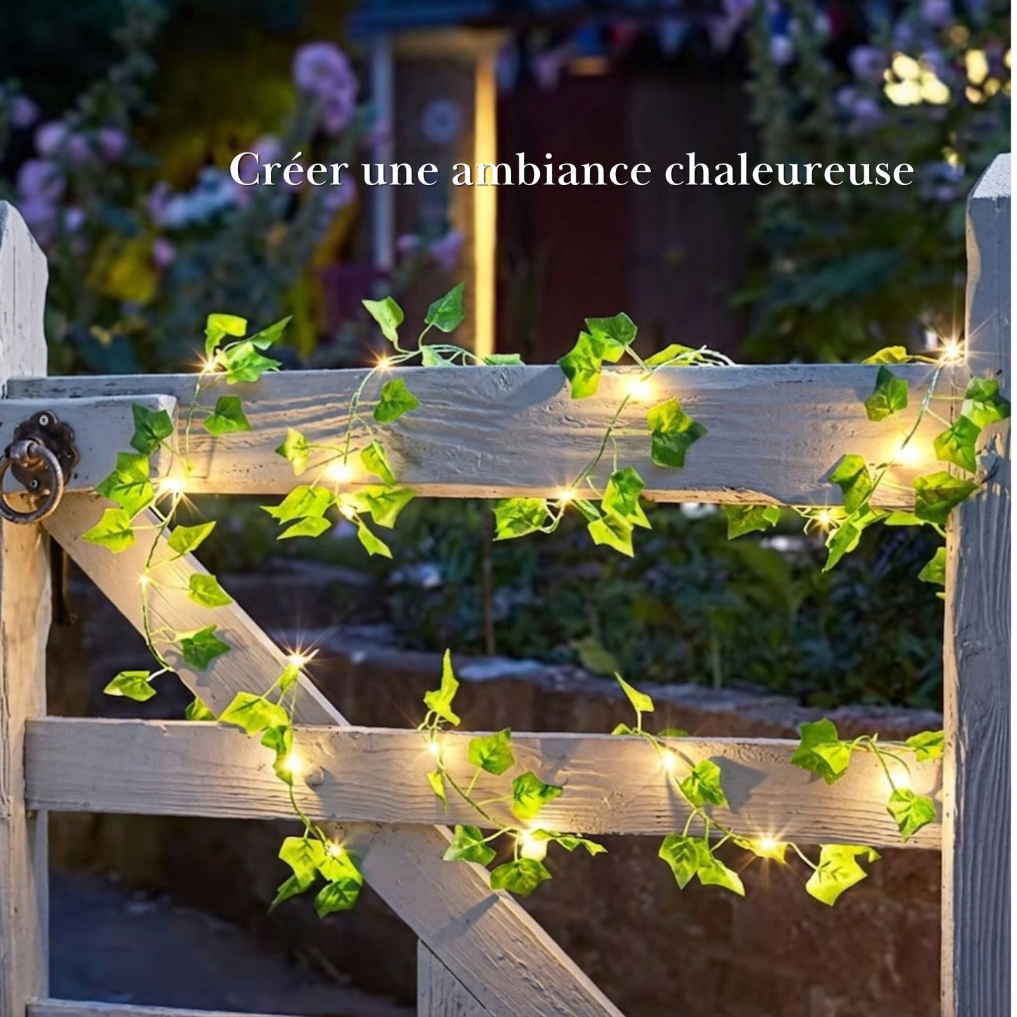 Guirlande solaire feuillage - décoration murale extérieure - série ambiance