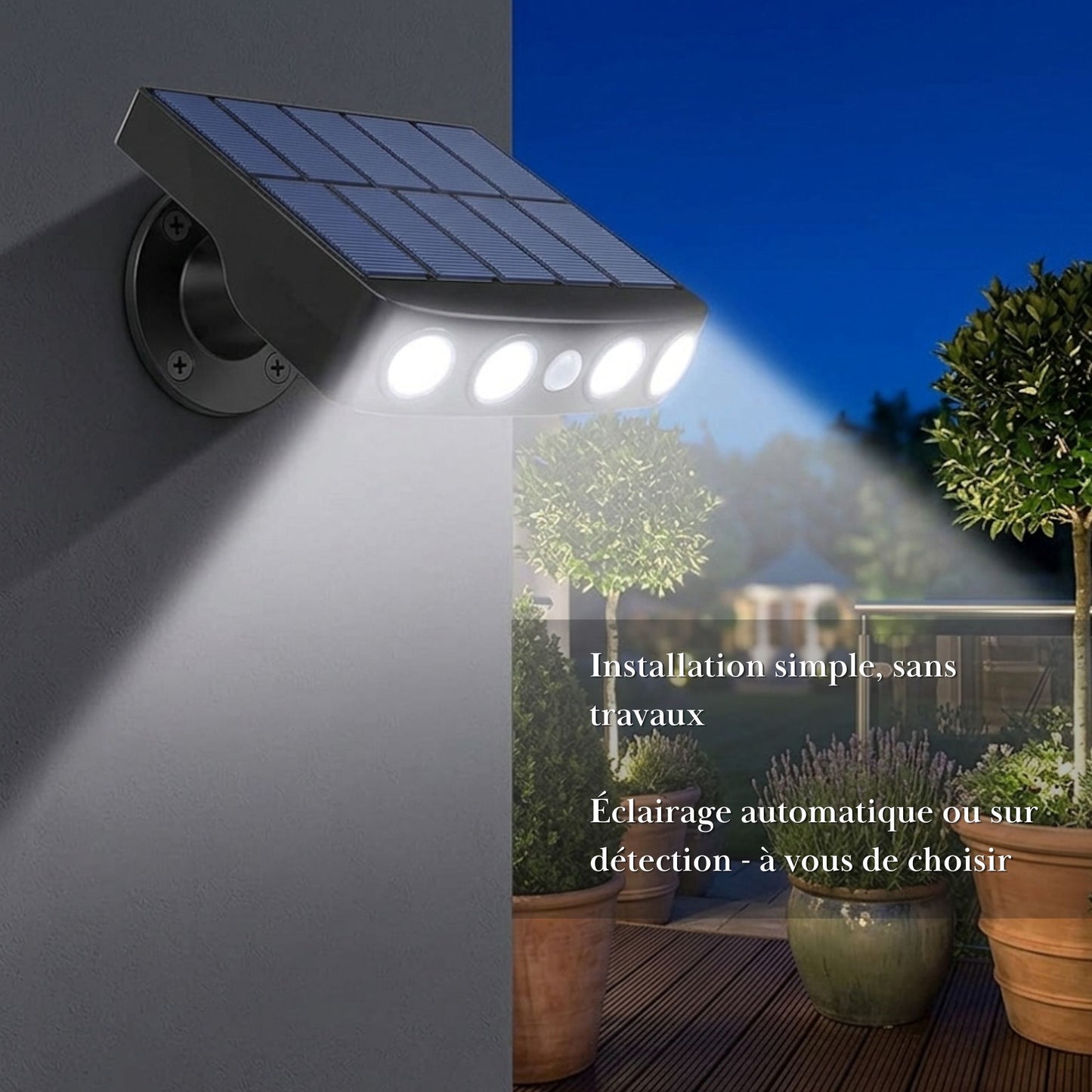 Projecteur solaire mural orientable - détection de mouvement - série sécurité