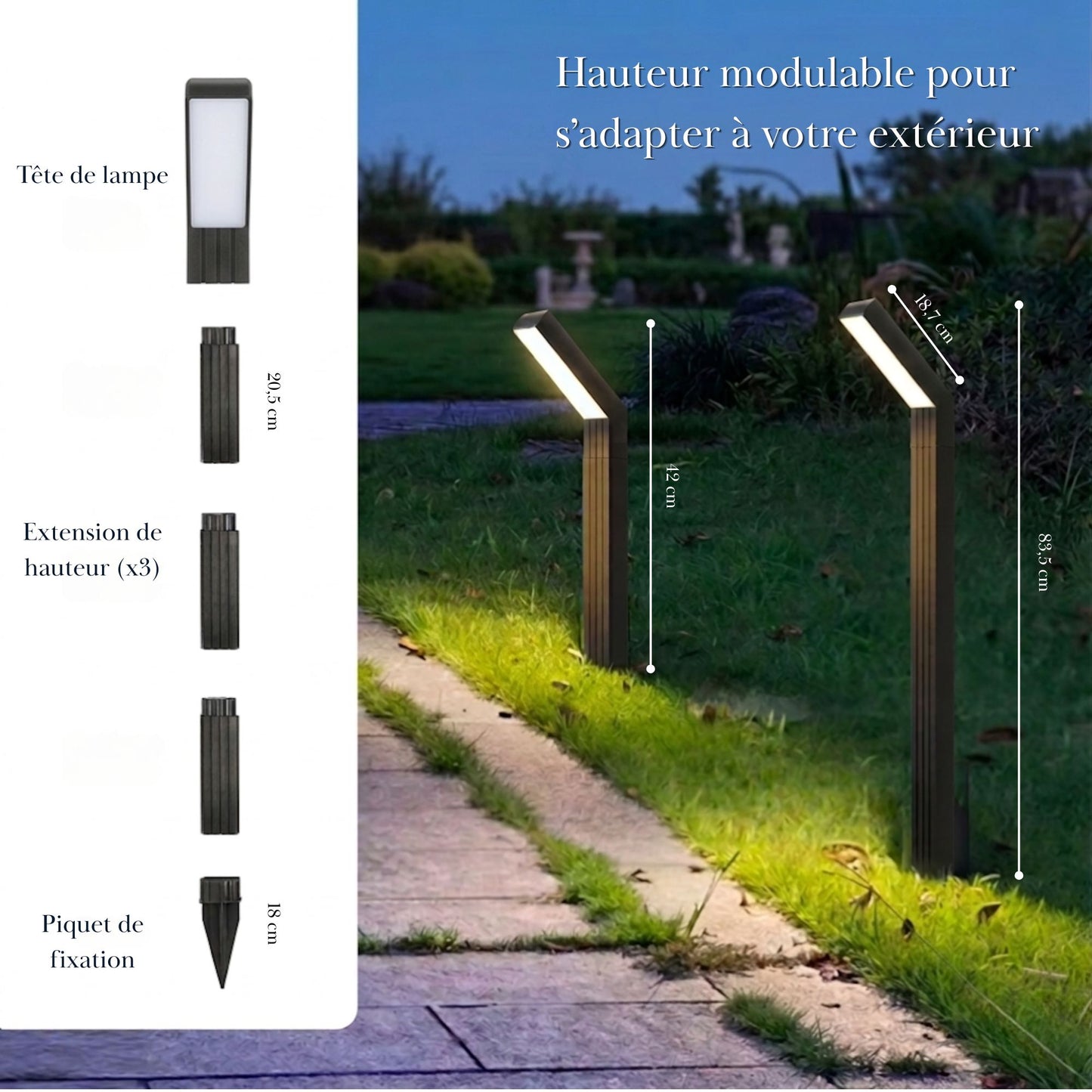 Borne solaire - éclairage d’allée design – série balisage